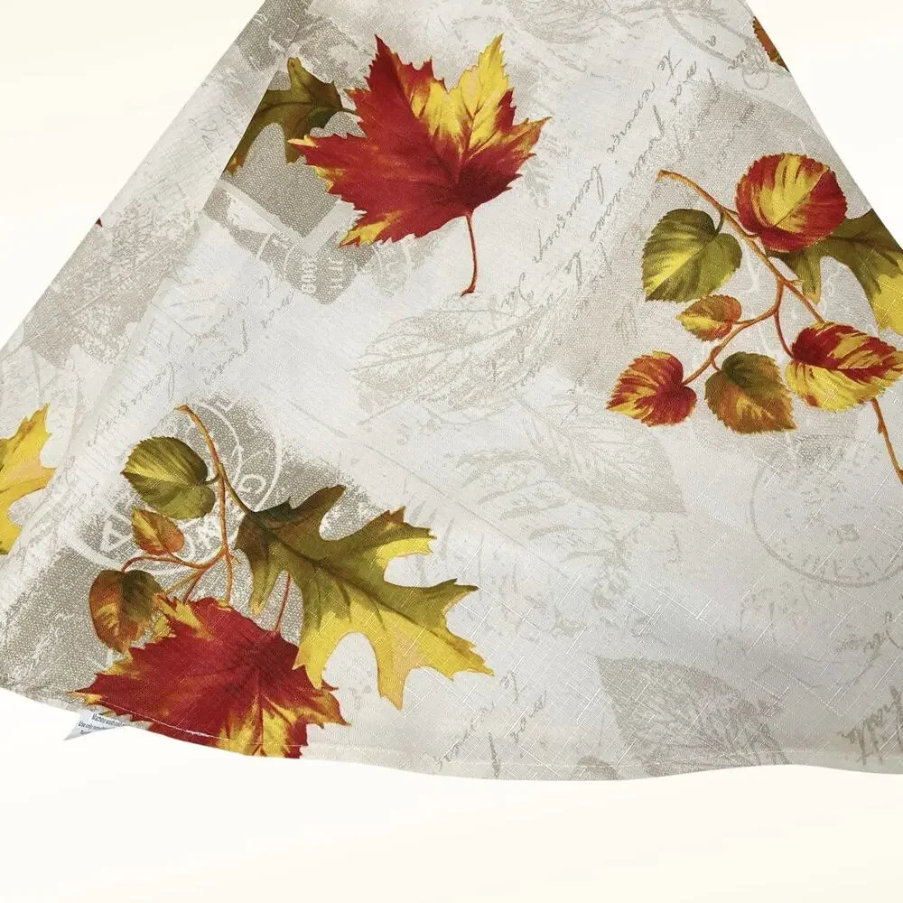 Round Tablecloth Fall Leaves Colorful Harvest Autumn Polyester Cottage Decor 69
